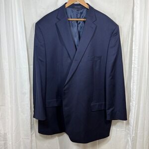 Ralph Ralph Lauren 100% Wool Navy Beige Pinstripe Blazer Sport Coat Size 54XL